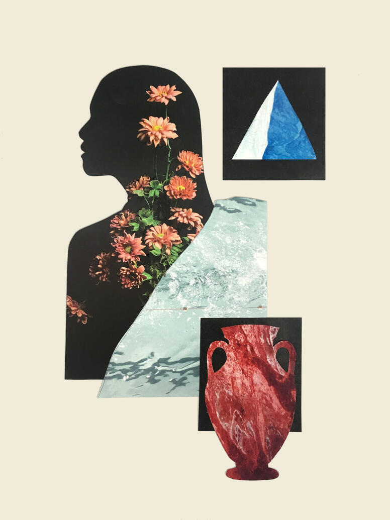 'Quenched' - Hand cut paper collage